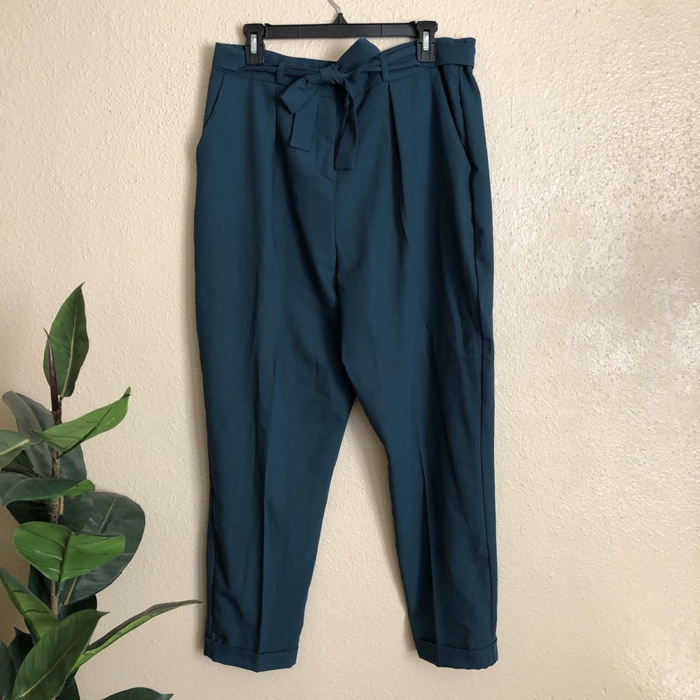ASOS Teal Tie-Waist Tapered Pants